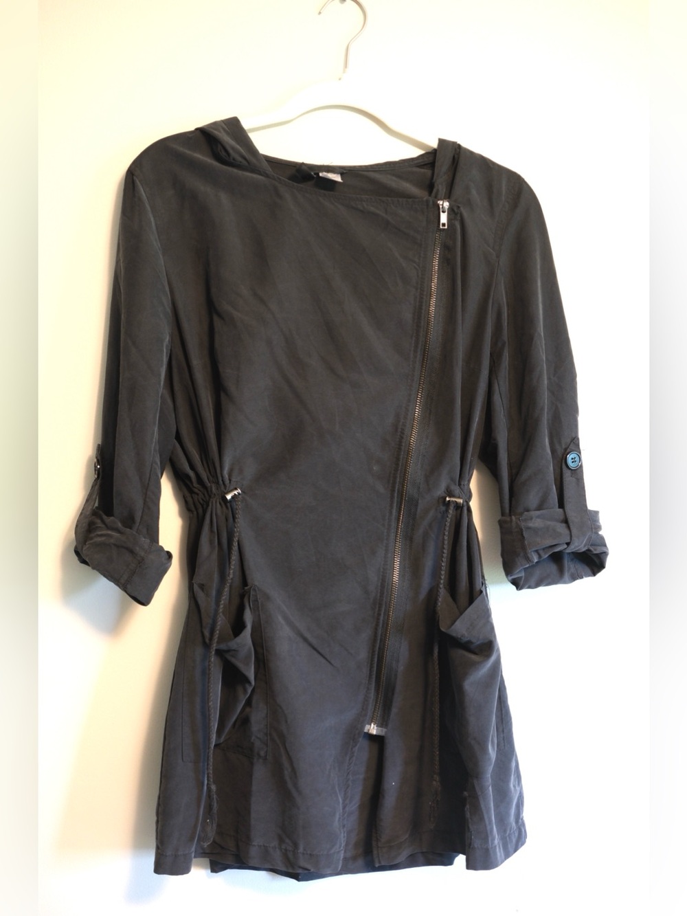 Women's Asymmetrical Zip Black Wash Jacket